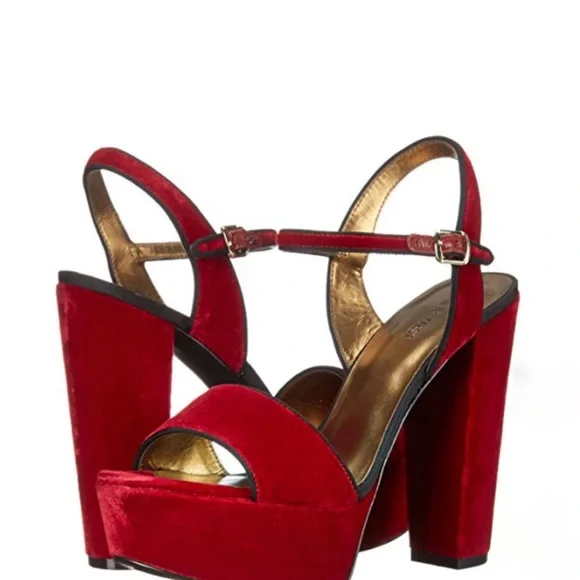Nine West Red Heels Platform Sandals - Picture 2 of 5